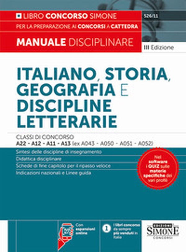 Italiano, storia, geografia e discipline letterarie. Classi di concorso A22-A12-A11-A13 (ex A043-A050-A051-A052). Manuale disciplinare per la preparazione ai concorsi a cattedra - Librerie.coop Italiano, storia, geografia e discipline letterarie. Classi di concorso A22-A12-A11-A13 (ex A043-A050-A051-A052). Manuale disciplinare per la preparazione ai concorsi a cattedra - Librerie.coop