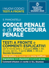 Codice penale e di procedura penale con testi a fronte. Prima e dopo. Aggiornato alla L. 9 giugno 2025, n. 80, di conv. del D.l. 11 aprile 2025, n. 48 c.d. Decreto Sicurezza - Librerie.coop Codice penale e di procedura penale con testi a fronte. Prima e dopo. Aggiornato alla L. 9 giugno 2025, n. 80, di conv. del D.l. 11 aprile 2025, n. 48 c.d. Decreto Sicurezza - Librerie.coop