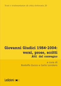 Giovanni Giudici 1984-2004: versi, prose, scritti - Librerie.coop