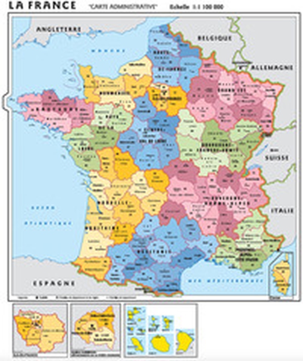 Francia 1:1.100.000. Carta murale scolastica fisico/politica con aste - Librerie.coop Francia 1:1.100.000. Carta murale scolastica fisico/politica con aste - Librerie.coop