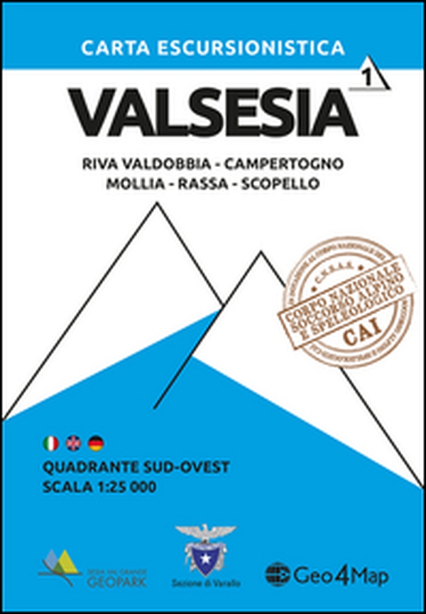101 Valsesia quadrante Sud Ovest. Riva Valdobbia, Campertogno, Mollia, Rassa, Scopello. Carta escursionistica 1.25.000 - Vol. 1 - Librerie.coop