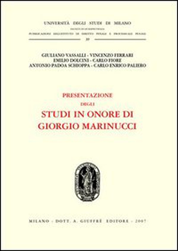 Presentazione degli studi in onore di Giorgio Marinucci - Librerie.coop
