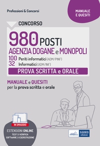 Concorso Agenzia Dogane e Monopoli 2022 - Prova scritta e orale 100 Periti Informatici (ADM/PINF) e 32 Informatici (ADM/INF) - Librerie.coop