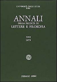 Annali della facoltà lettere e filosofia Università di Bari - Librerie.coop