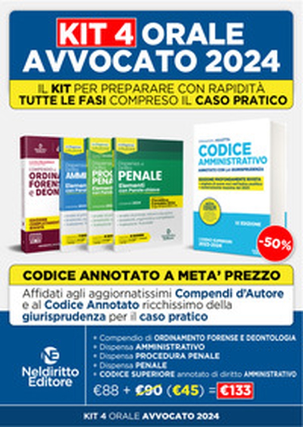 Speciale Orale Avvocato kit 3 dispense + 1 compendio + 1 codice amministrativo (Penale, Ordinamento forense + Procedura penale + Amministrativo) - Librerie.coop Speciale Orale Avvocato kit 3 dispense + 1 compendio + 1 codice amministrativo (Penale, Ordinamento forense + Procedura penale + Amministrativo) - Librerie.coop
