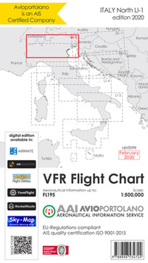 Avioportolano. VFR flight chart LI 1 Italy north. ICAO annex 4 - EU-Regulations compliant. Ediz. italiana e inglese - Librerie.coop Avioportolano. VFR flight chart LI 1 Italy north. ICAO annex 4 - EU-Regulations compliant. Ediz. italiana e inglese - Librerie.coop