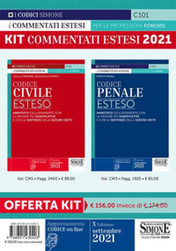 Kit Commentati Estesi 2021: Codice Civile Esteso-Codice Penale Esteso. Annotati esclusivamente con le massime significative e con le sentenze delle Sezioni Unite - Librerie.coop Kit Commentati Estesi 2021: Codice Civile Esteso-Codice Penale Esteso. Annotati esclusivamente con le massime significative e con le sentenze delle Sezioni Unite - Librerie.coop
