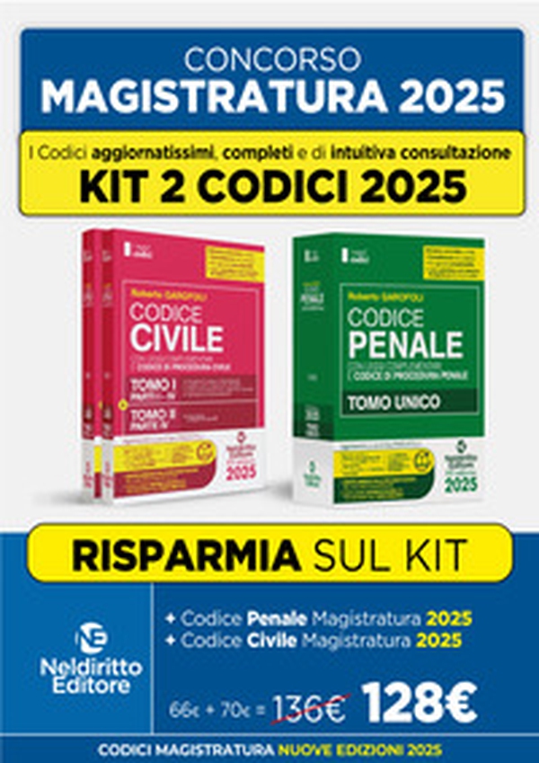 Kit 2 codici normativi civile e penale 2025 per il concorso in Magistratura - Librerie.coop Kit 2 codici normativi civile e penale 2025 per il concorso in Magistratura - Librerie.coop