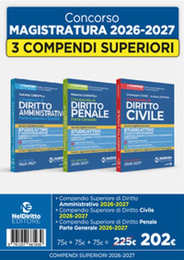 Kit 3 compendi superiori Civile, Penale e Amministrativo 2026/2027 - Librerie.coop