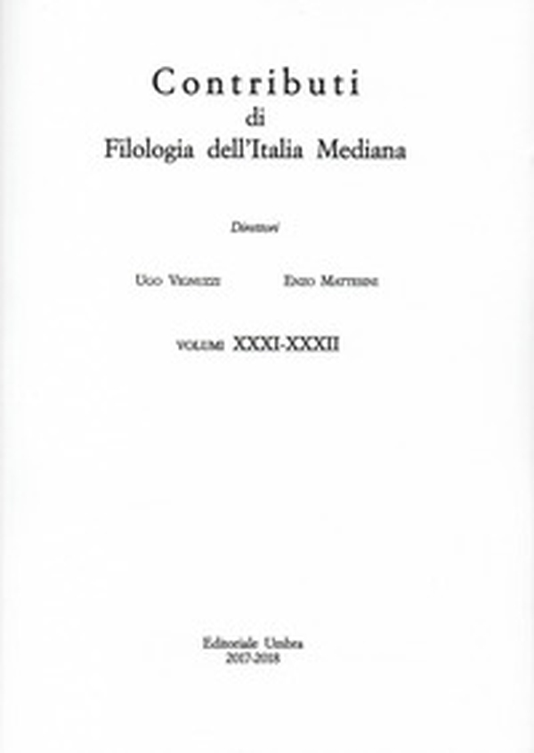 Contributi di filologia dell'Italia mediana - Vol. 31-32 - Librerie.coop Contributi di filologia dell'Italia mediana - Vol. 31-32 - Librerie.coop