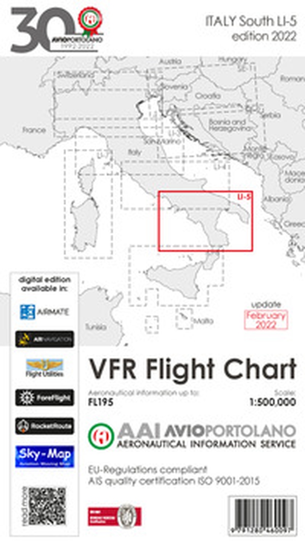Avioportolano. VFR flight chart LI 5 Italy south. ICAO annex 4 - EU-Regulations compliant. Ediz. italiana e inglese - Librerie.coop Avioportolano. VFR flight chart LI 5 Italy south. ICAO annex 4 - EU-Regulations compliant. Ediz. italiana e inglese - Librerie.coop