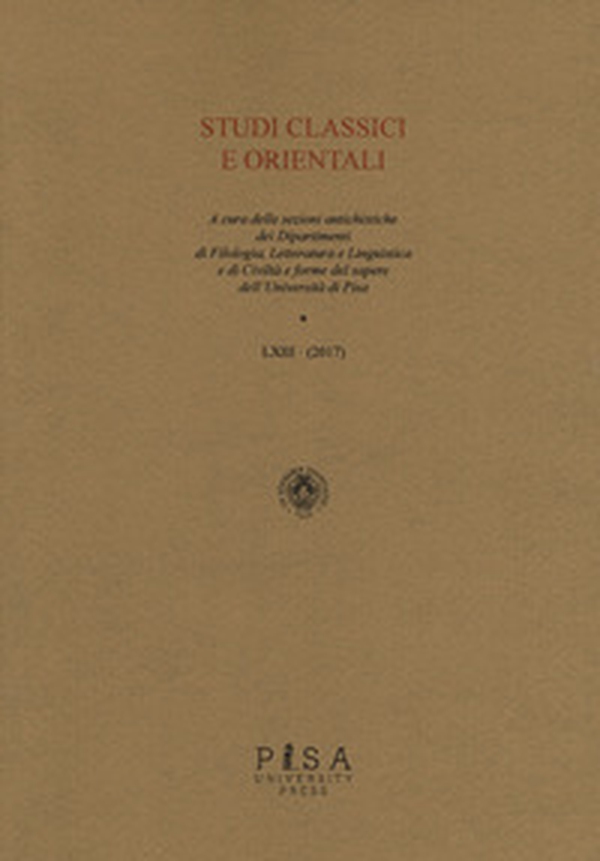 Studi classici e orientali - Vol. 63 - Librerie.coop Studi classici e orientali - Vol. 63 - Librerie.coop