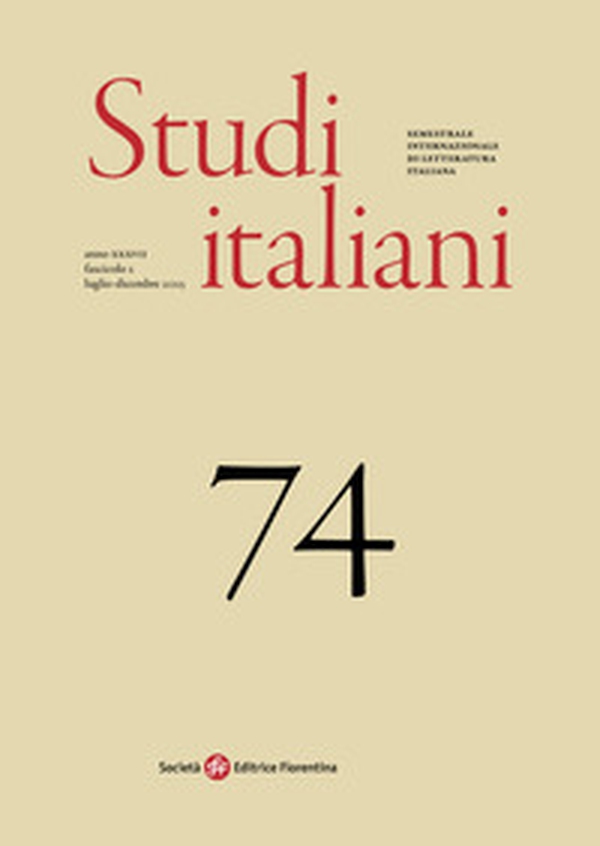 Studi italiani. Semestrale internazionale di letteratura italiana - Vol. 74 - Librerie.coop