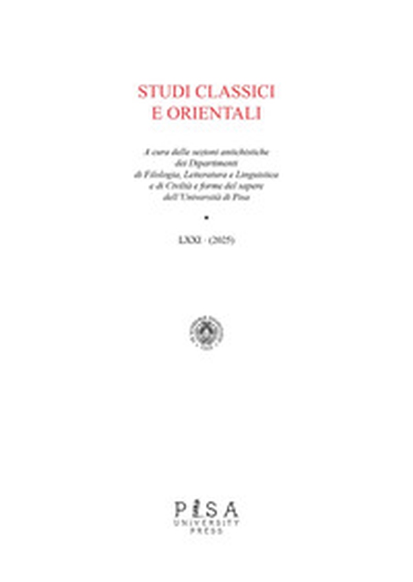 Studi classici orientali - Vol. 71 - Librerie.coop Studi classici orientali - Vol. 71 - Librerie.coop