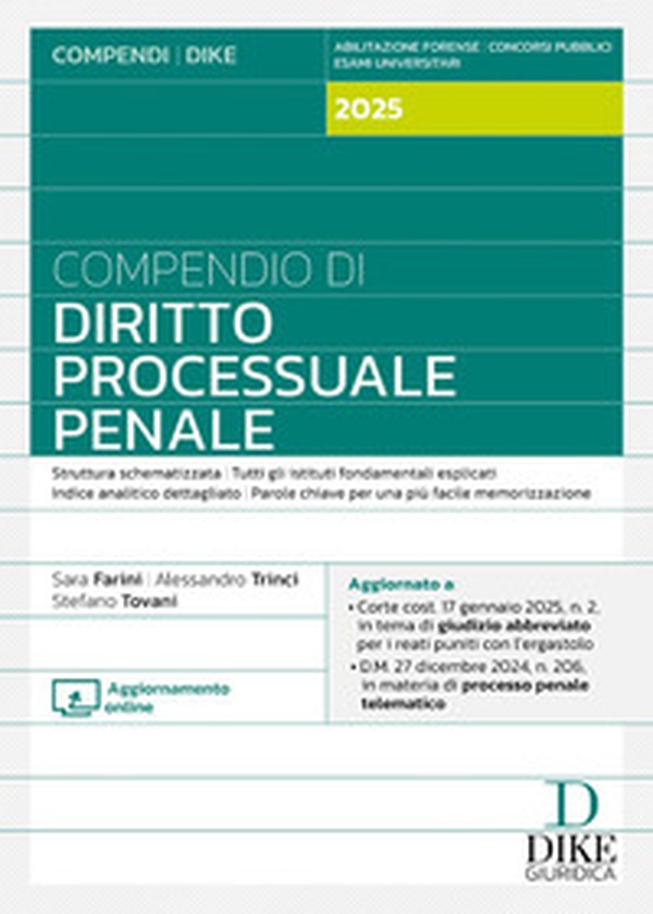 Compendio di diritto processuale penale 2025 - Librerie.coop