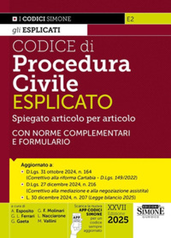 Codice di procedura civile esplicato. Spiegato articolo per articolo. Con norme complementari e formulario. Aggiornato alla Riforma Cartabia (D.Lgs. 149/2022) - Librerie.coop