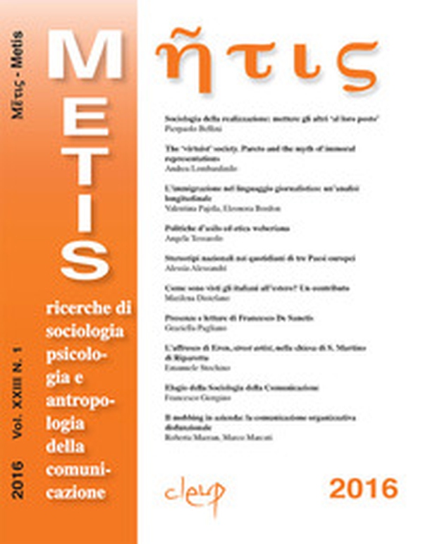 Metis. Ricerche di sociologia, psicologia e antropologia della comunicazione - Librerie.coop Metis. Ricerche di sociologia, psicologia e antropologia della comunicazione - Librerie.coop
