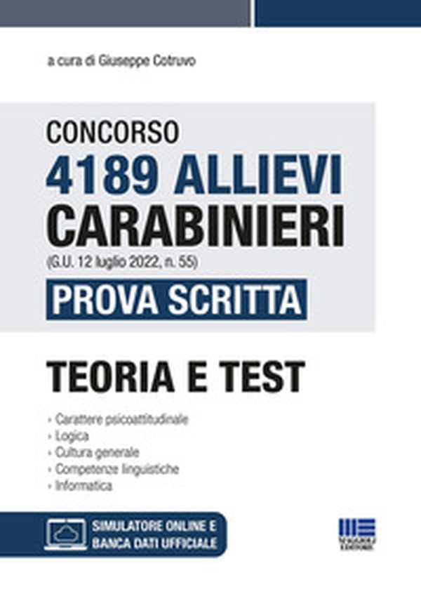 Concorso 4189 allievi Carabinieri (G.U. 12 luglio 2022, n. 55). Prova scritta. Teoria e Test - Librerie.coop Concorso 4189 allievi Carabinieri (G.U. 12 luglio 2022, n. 55). Prova scritta. Teoria e Test - Librerie.coop