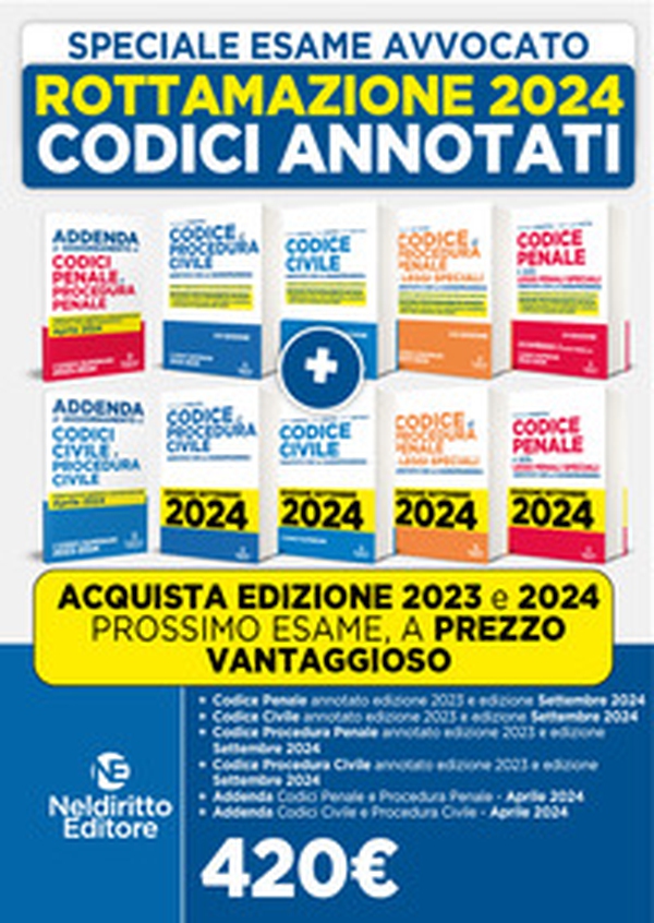 Codice Penale annotato con la giurisprudenza 2023 + Codice Civile Annotato 2023 + Codice Procedura Civile Annotato 2023 + Codice Procedura Penale Annotato 2023 + Codice Penale annotato con la giurisprudenza 2024 + Codice Civile Annotato 2024 + Codice Pro - Librerie.coop Codice Penale annotato con la giurisprudenza 2023 + Codice Civile Annotato 2023 + Codice Procedura Civile Annotato 2023 + Codice Procedura Penale Annotato 2023 + Codice Penale annotato con la giurisprudenza 2024 + Codice Civile Annotato 2024 + Codice Pro - Librerie.coop