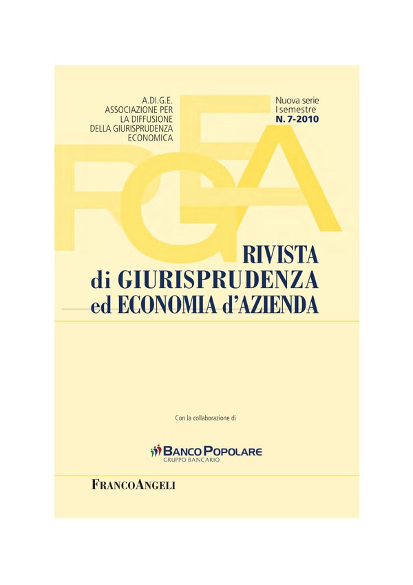 Rivista di Giurisprudenza ed Economia d'Azienda N. 7/2010 - Librerie.coop Rivista di Giurisprudenza ed Economia d'Azienda N. 7/2010 - Librerie.coop