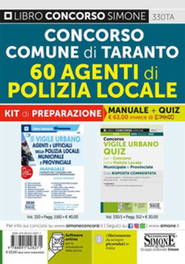 Concorso Comune di Taranto. 60 agenti di polizia locale. Kit di preparazione. Manuale + Quiz - Librerie.coop Concorso Comune di Taranto. 60 agenti di polizia locale. Kit di preparazione. Manuale + Quiz - Librerie.coop