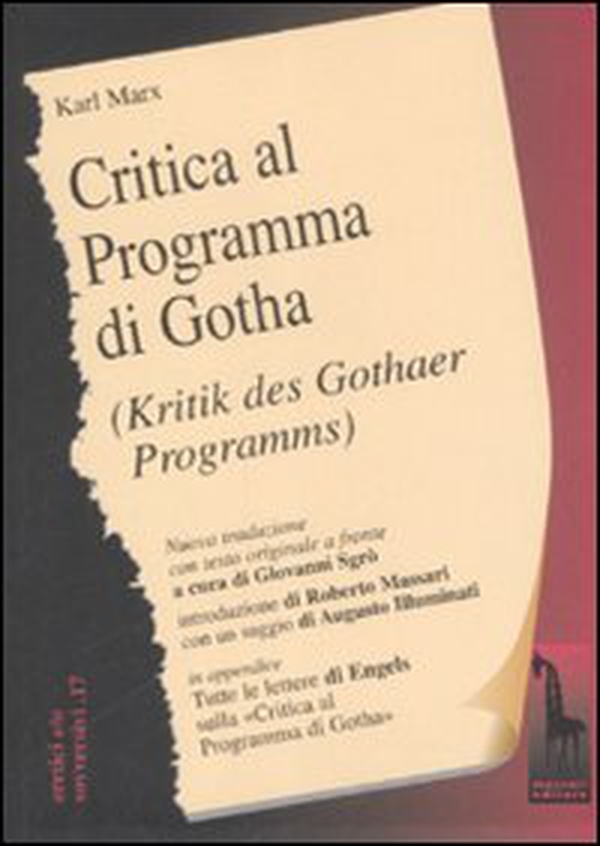 Critica del programma di Gotha. Testo tedesco a fronte - Librerie.coop Critica del programma di Gotha. Testo tedesco a fronte - Librerie.coop