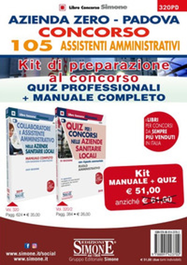Azienda Zero Padova. Concorso 105 Assistenti Amministrativi. Kit di preparazione al concorso. Quiz professionali + Manuale completo - Librerie.coop Azienda Zero Padova. Concorso 105 Assistenti Amministrativi. Kit di preparazione al concorso. Quiz professionali + Manuale completo - Librerie.coop