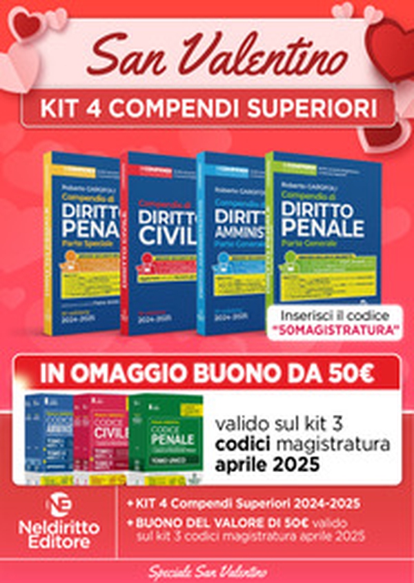 Kit 4 compendi suoperiori: compendio superiore di penale parte speciale + penale parte generale + di civile + di amministrativo 2024/2054 per concorso magistratura e concorsi superiori - Librerie.coop Kit 4 compendi suoperiori: compendio superiore di penale parte speciale + penale parte generale + di civile + di amministrativo 2024/2054 per concorso magistratura e concorsi superiori - Librerie.coop