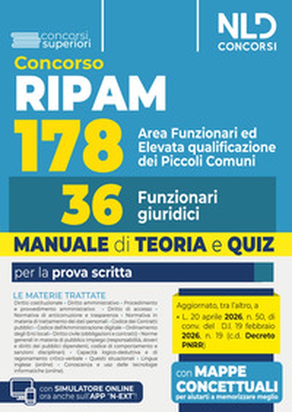 Concorso RIPAM 178 funzionari dei piccoli comuni, 36 funzionari giuridici. Manuale di teoria - Librerie.coop