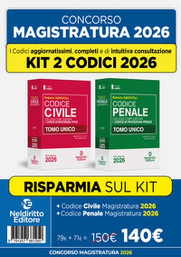 Kit 2 codici normativi Civile e Penale 2026 per il concorso in Magistratura. Prove scritte giugno 2026 - Librerie.coop