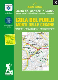 Gola del Furlo. Monti delle Cesane. Urbino, Acqualagne, Fossombrone. Carta dei sentieri 1:25.000. Ediz. italiana, inglese, francese e tedesca - Librerie.coop