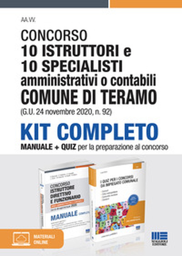 Concorso 10 istruttori e 10 specialisti amministrativi o contabili. Comune di Teramo (G.U. 24 novembre 2020, n. 92). Kit completo. Manuale + quiz per la preparazione al concorso - Librerie.coop Concorso 10 istruttori e 10 specialisti amministrativi o contabili. Comune di Teramo (G.U. 24 novembre 2020, n. 92). Kit completo. Manuale + quiz per la preparazione al concorso - Librerie.coop