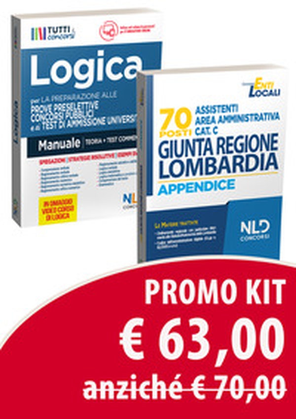 Kit concorso: 70 assistenti area amministrativa cat. C. Giunta regione Lombardia. Manuale completo-Manuale di logica - Librerie.coop Kit concorso: 70 assistenti area amministrativa cat. C. Giunta regione Lombardia. Manuale completo-Manuale di logica - Librerie.coop