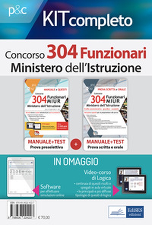 Kit concorso 304 Funzionari MIUR. Ministero dell'Istruzione. Manuale, test di verifica e simulazioni per le prove selettive - Librerie.coop Kit concorso 304 Funzionari MIUR. Ministero dell'Istruzione. Manuale, test di verifica e simulazioni per le prove selettive - Librerie.coop