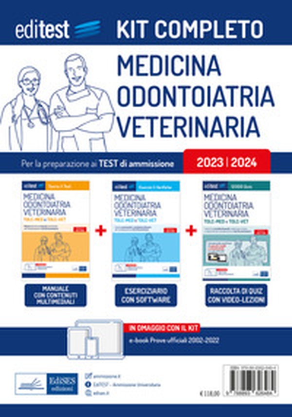 Kit completo test Medicina-Odontoiatria (TOLC-MED), Veterinaria (TOLC-VET) 2023: Manuale di teoria e test-Raccolta di 12.000 quiz-Esercizi e verifiche - Librerie.coop Kit completo test Medicina-Odontoiatria (TOLC-MED), Veterinaria (TOLC-VET) 2023: Manuale di teoria e test-Raccolta di 12.000 quiz-Esercizi e verifiche - Librerie.coop