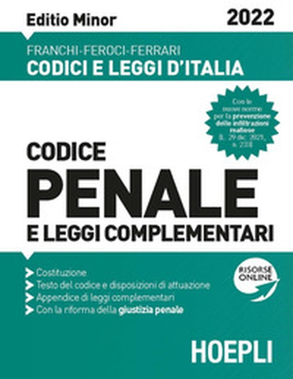 Codice penale e leggi complementari 2022. Ediz. minor - Librerie.coop Codice penale e leggi complementari 2022. Ediz. minor - Librerie.coop