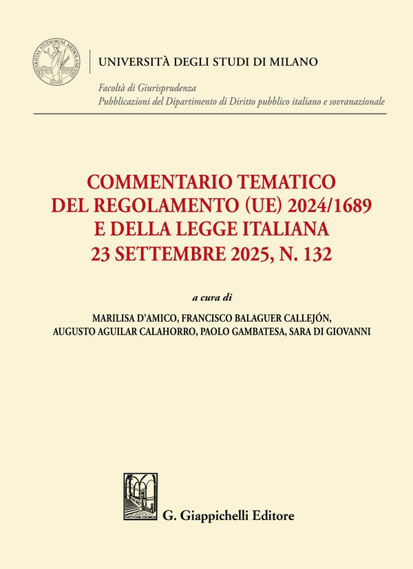 Commentario tematico del Regolamento (UE) 2024/1689 e della legge italiana 23 settembre 2025, n. 132 - Librerie.coop