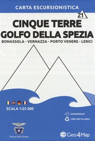 Carta escursionistica Cinque Terre Golfo della Spezia. Scala 1:25.000. Ediz. italiana, inglese, tedesca e francese - Librerie.coop