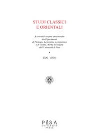 Studi classici orientali - Vol. 71 - Librerie.coop Studi classici orientali - Vol. 71 - Librerie.coop