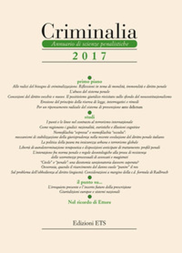 Criminalia. Annuario di scienze penalistiche - Vol. 12 - Librerie.coop Criminalia. Annuario di scienze penalistiche - Vol. 12 - Librerie.coop