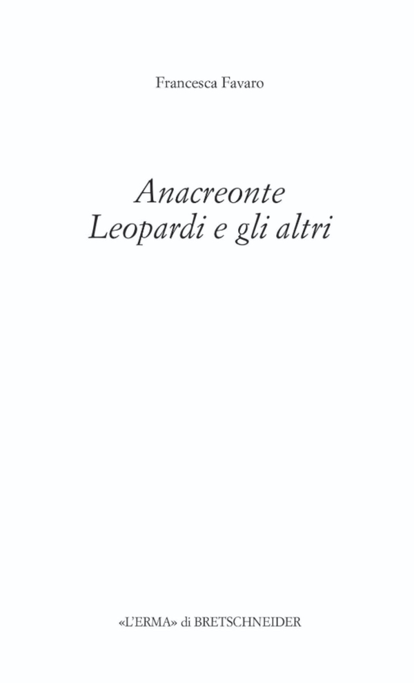 Anacreonte, Leopardi e gli altri - Librerie.coop