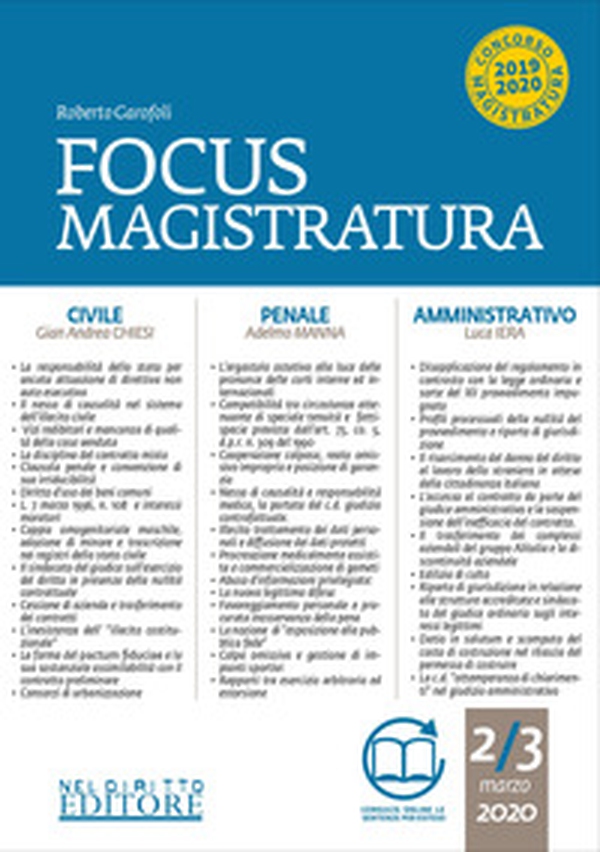 Focus magistratura. Concorso magistratura 2020: Civile, penale, amministrativo - Librerie.coop Focus magistratura. Concorso magistratura 2020: Civile, penale, amministrativo - Librerie.coop