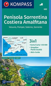 Carta escursionistica n. 682. Penisola Sorrentina, Costiera Amalfitana, Vesuvio, Pompei, Salerno, Sorrento 1:50.00. Ediz. italiana, tedesca e inglese - Librerie.coop