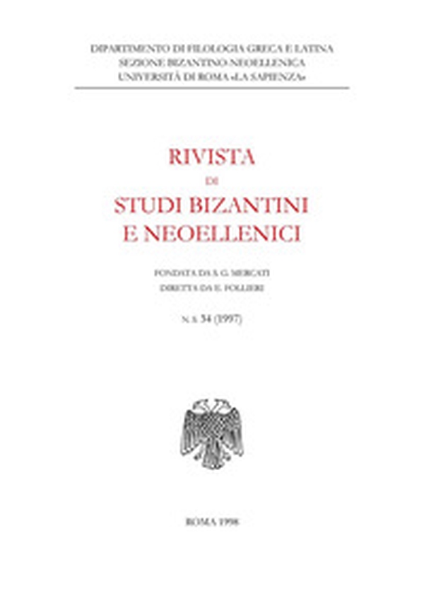 Rivista di studi bizantini e neoellenici - Vol. 34 - Librerie.coop Rivista di studi bizantini e neoellenici - Vol. 34 - Librerie.coop