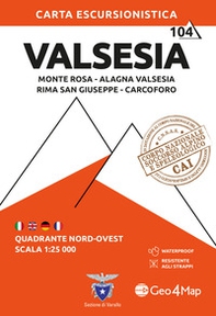 Valsesia nord-ovest. Monte Rosa, Alagna Valsesia, Rima San Giuseppe, Carcoforo 1:25.000 - Librerie.coop
