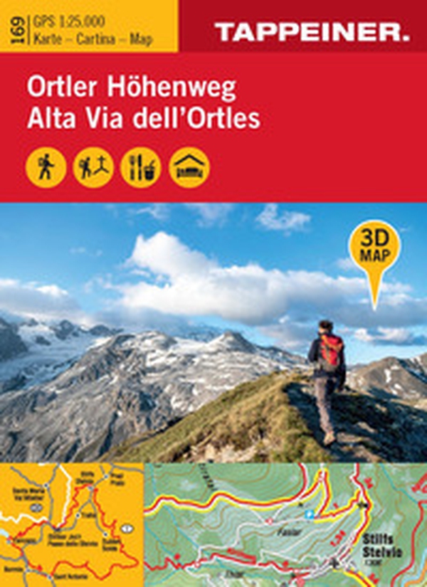 3D-Wanderkarte Ortler-Höhenweg. Cartina escursionistica 3D. 1:25.000. Ediz. tedesca, italiana e inglese - Librerie.coop