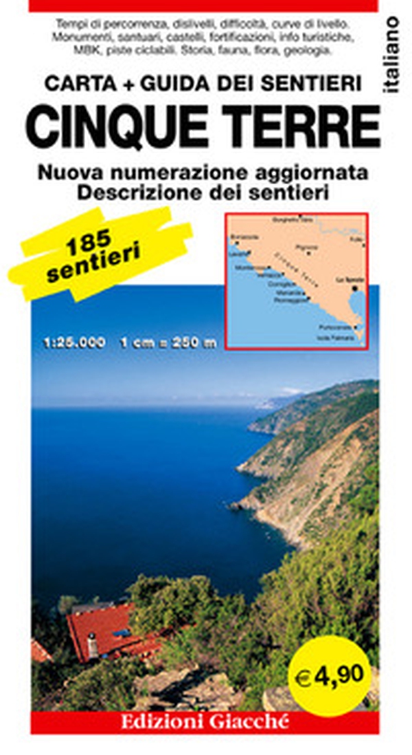 Cinque Terre. Carta. Guida dei sentieri. 185 sentieri, scala 1:25.000 - Librerie.coop Cinque Terre. Carta. Guida dei sentieri. 185 sentieri, scala 1:25.000 - Librerie.coop