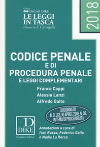 Codice penale e codice di procedura penale e leggi complementari. Ediz. pocket - Librerie.coop