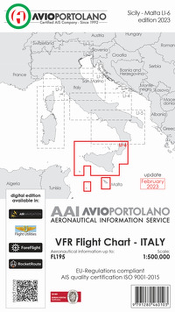 Avioportolano. VFR flight chart LI 6 Italy Sicily 2023. ICAO annex 4 - EU-Regulations compliant - Librerie.coop Avioportolano. VFR flight chart LI 6 Italy Sicily 2023. ICAO annex 4 - EU-Regulations compliant - Librerie.coop
