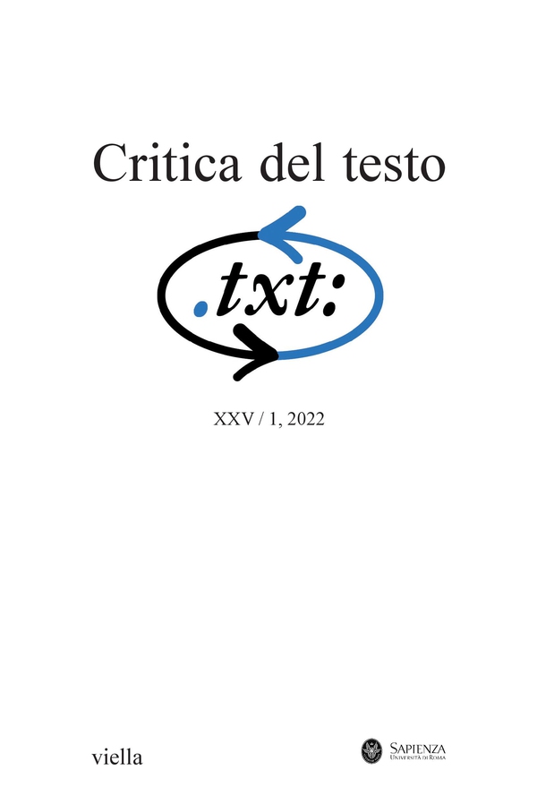Critica del testo (2022) Vol. 25/1 - Librerie.coop Critica del testo (2022) Vol. 25/1 - Librerie.coop